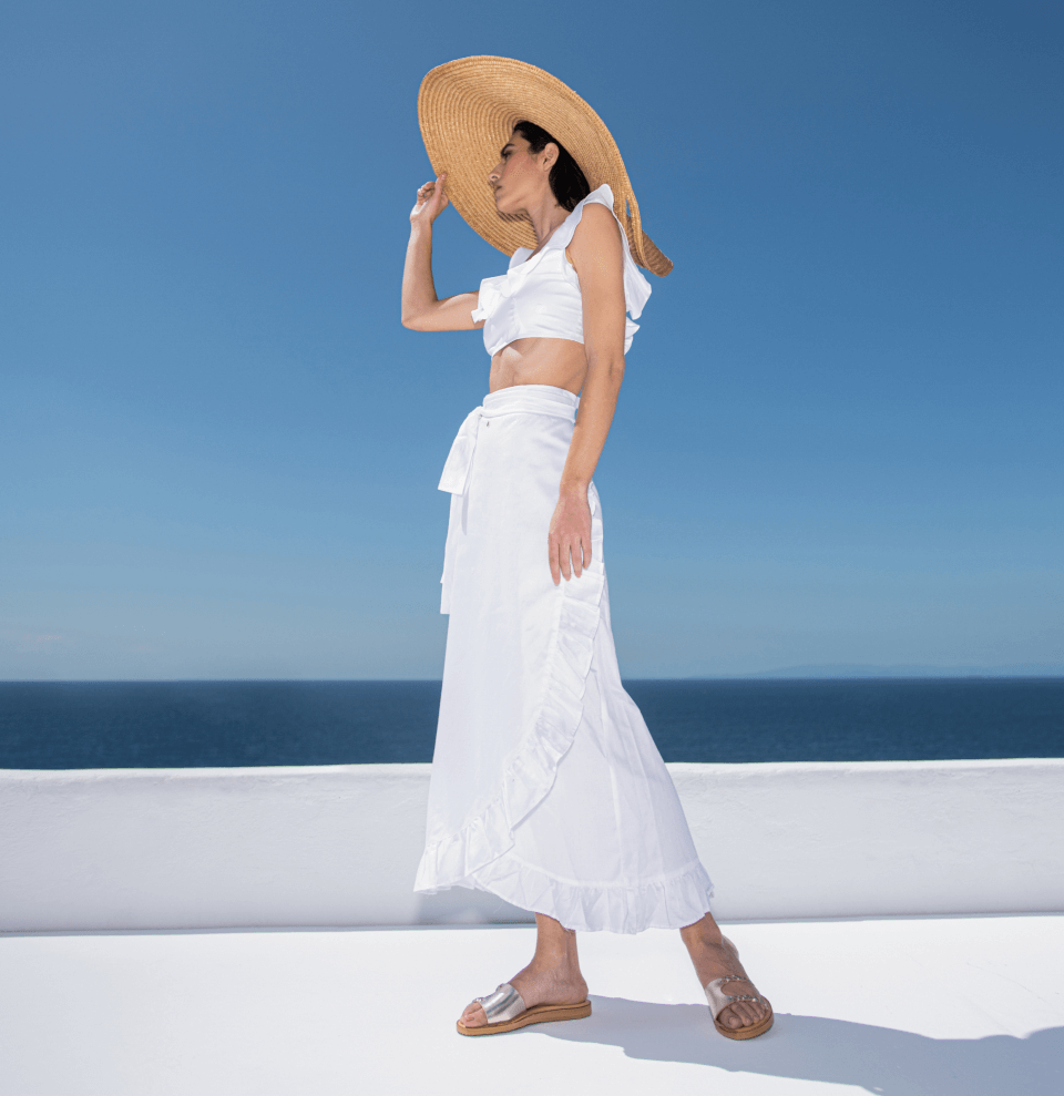 Φλατ γυναικειά δερμάτινα σανδάλια